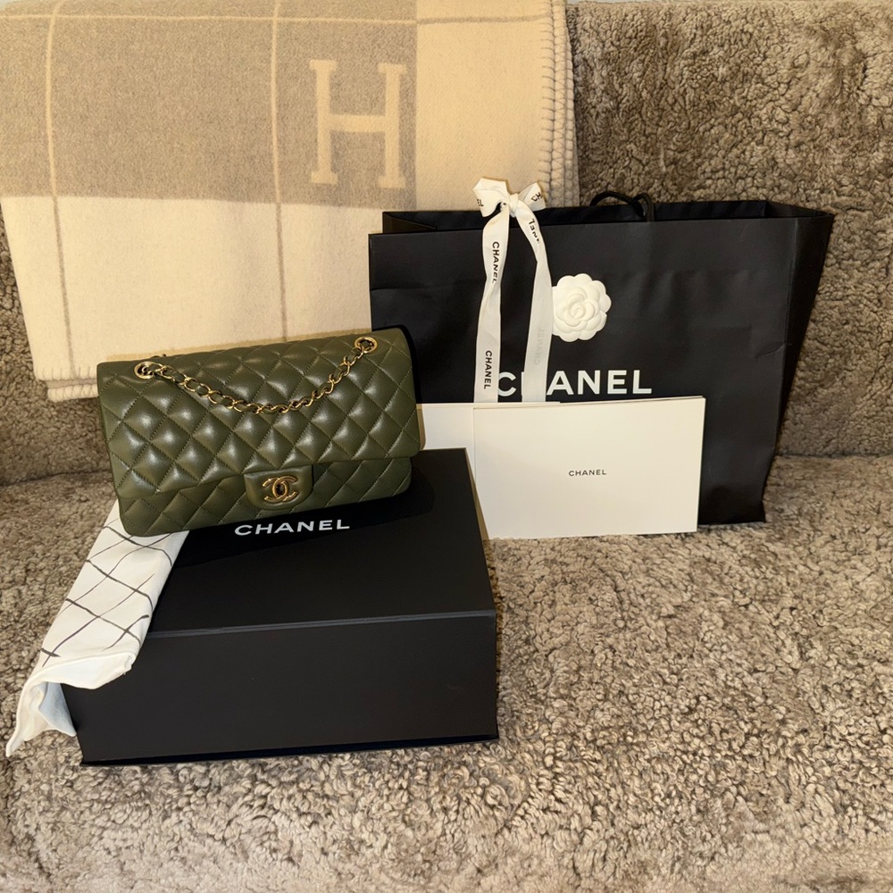 Chanel Olive Green Quilted Leather Bag